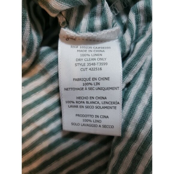 Joie Womens oversized 100% Linen green white striped tee size XS Short sleeve - Picture 6 of 10